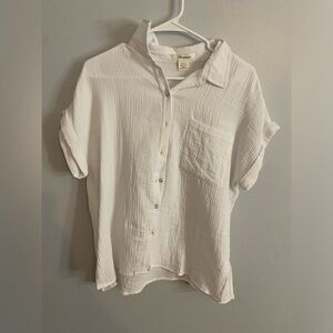 White button up tee